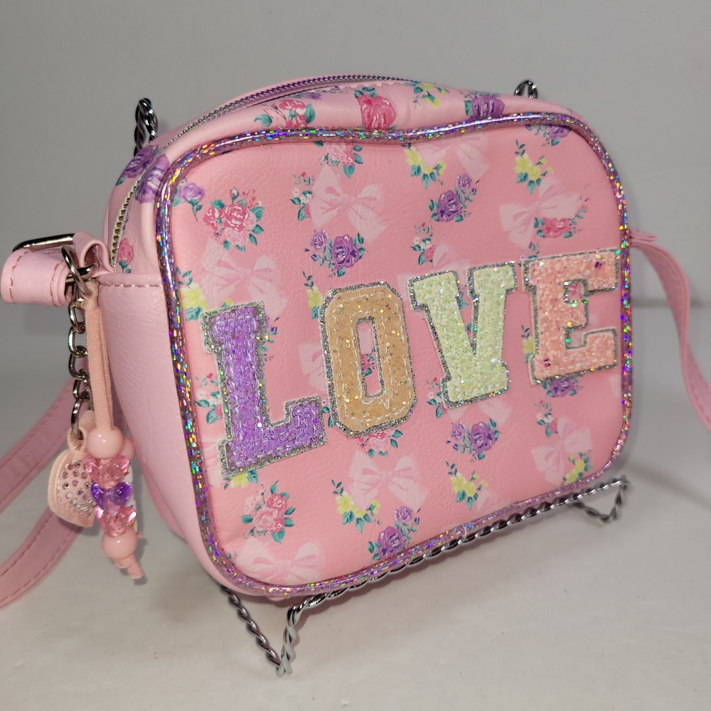 Miss Gwen's OMG Floral Love Crossbody Bag in Pink With Charms